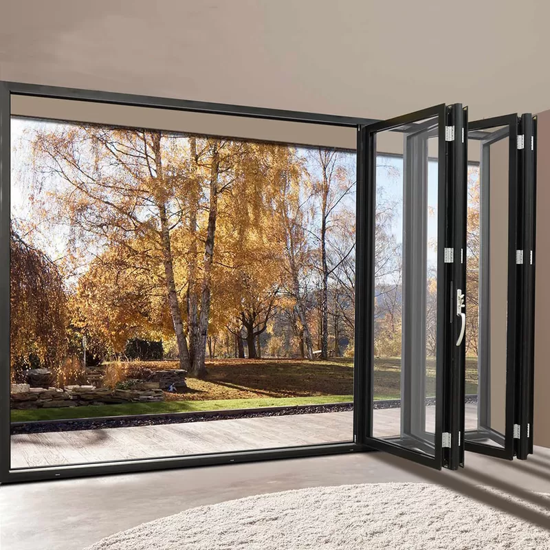 folding doors double with glass
